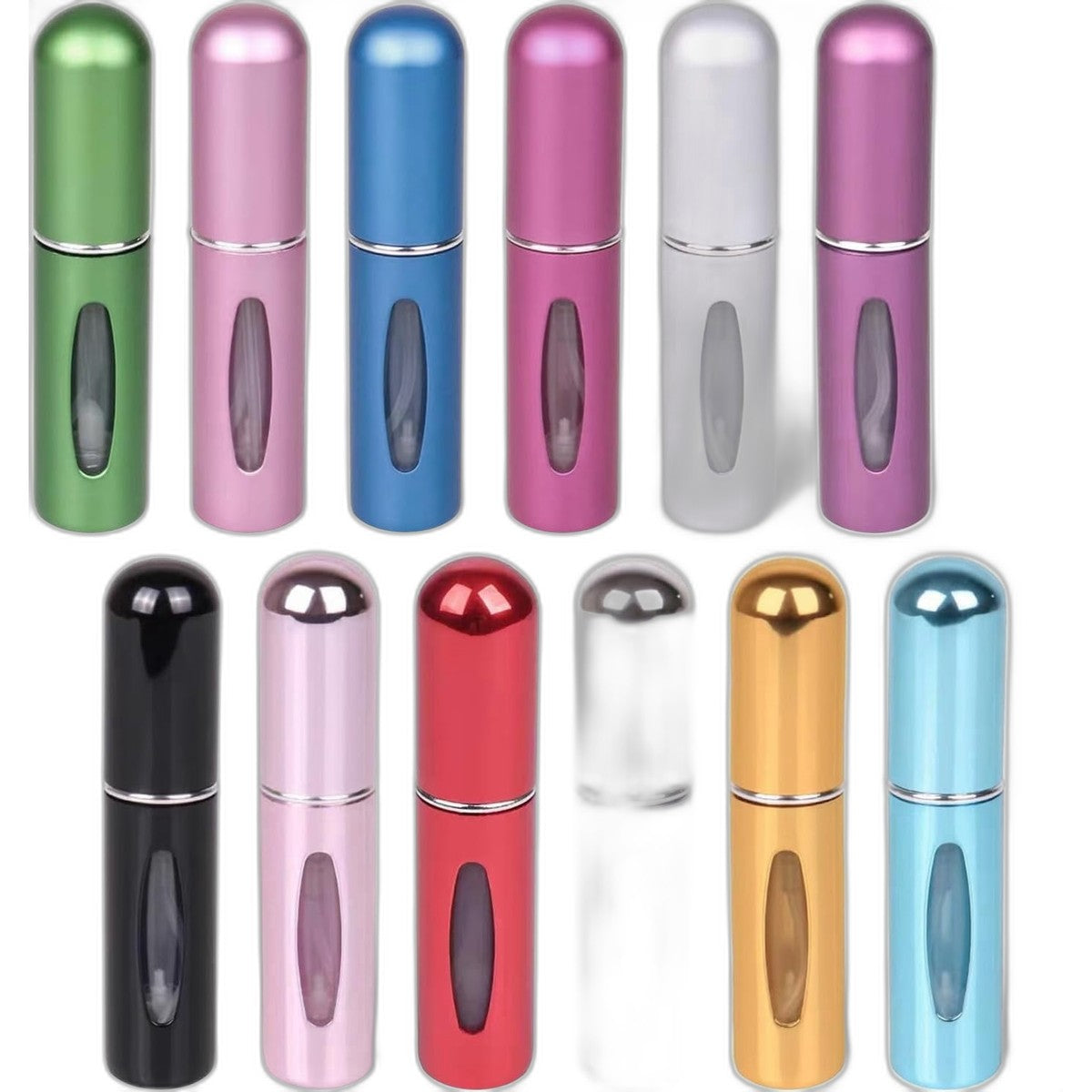 12-Piece Refillable Perfume Atomizer Travel Spray Bottles, 5 ml, Multicolor