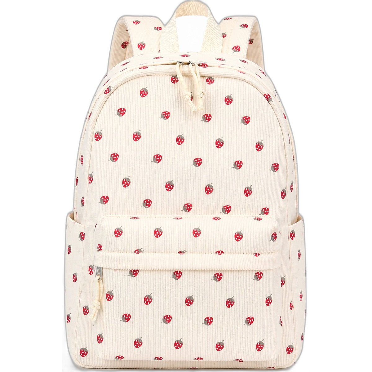 Large Lightweight School Backpack for Teens, Strawberry Daypack, Beige