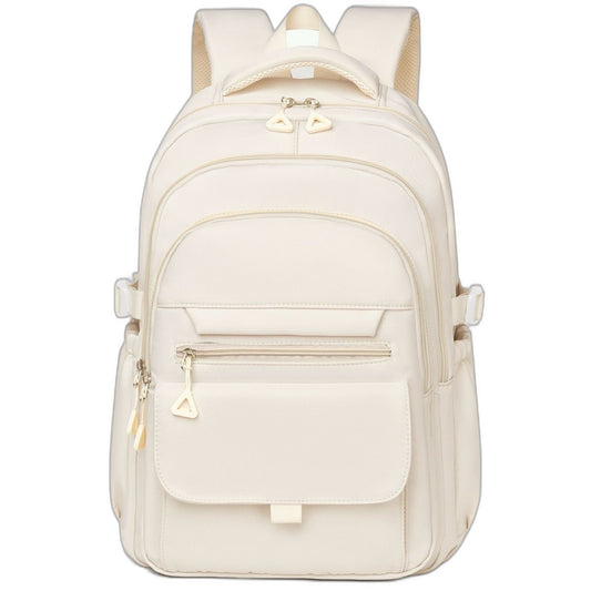 Aesthetic School Backpack for Teens, Cute Student Bookbag, Beige