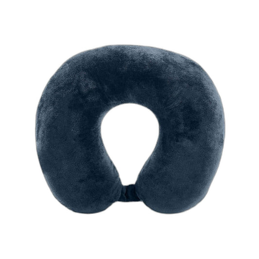 Memory Foam Travel Neck Pillow, Fleece Knit, Navy, One Size
