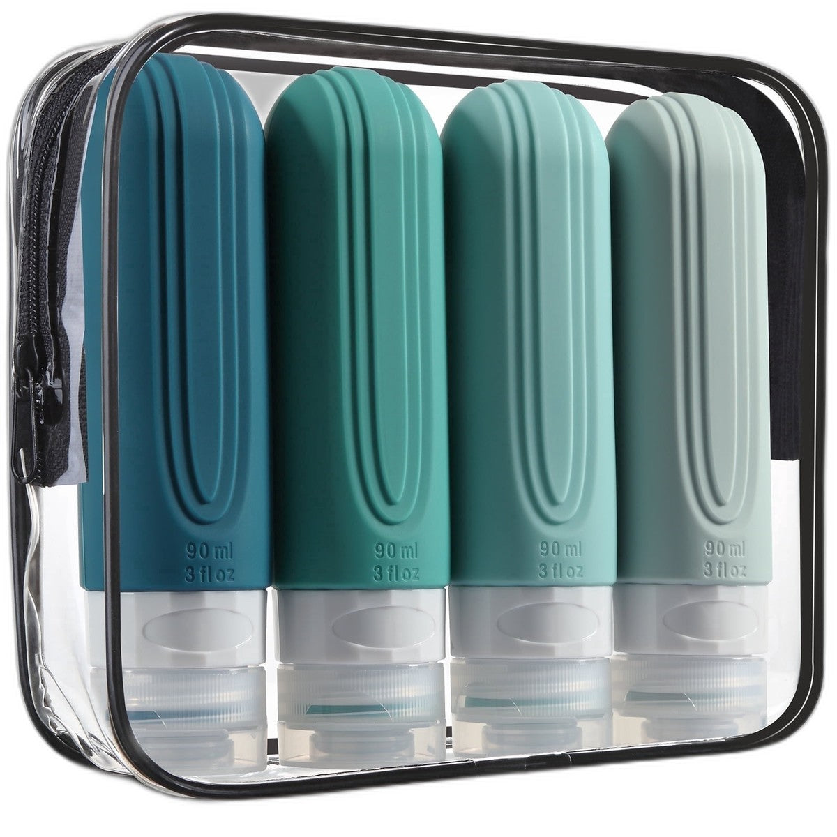 TSA-Approved Silicone Travel Bottles for Toiletries, Leak-Proof Refillable, 3 oz (4-Pack)